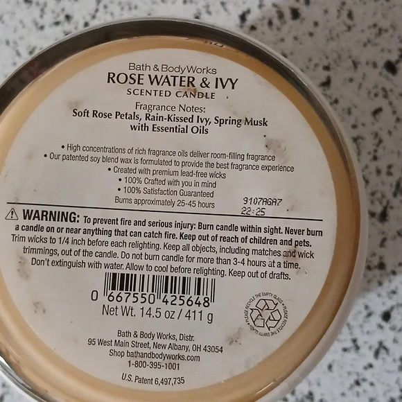Paris Rose Water & Ivy Candle | Bath & Body Works - Picture 6 of 8